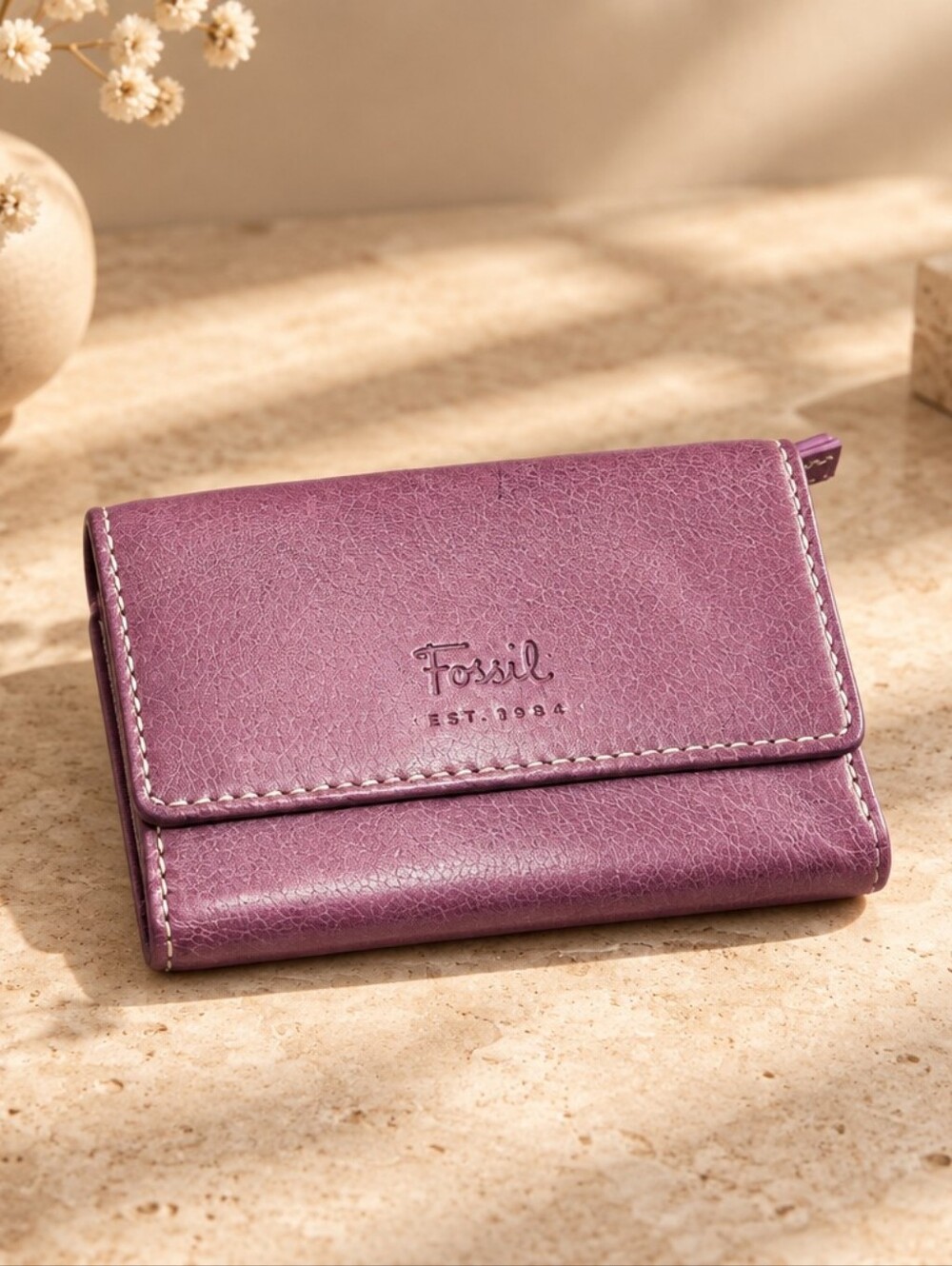 Fossil Leather-Style Wallet in Purple